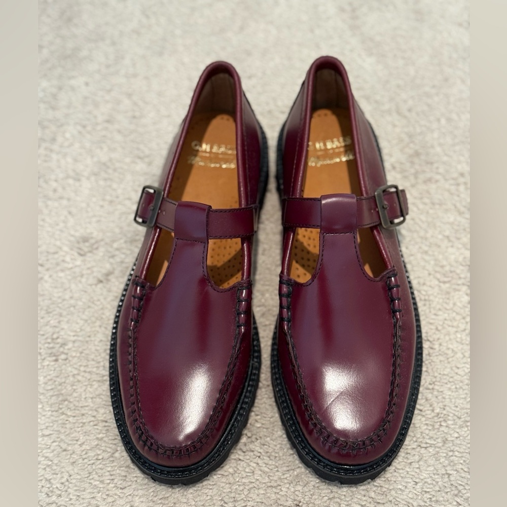 Madewell/G.H. Bass Classic Women’s Burgundy Leather T-Strap Loafers